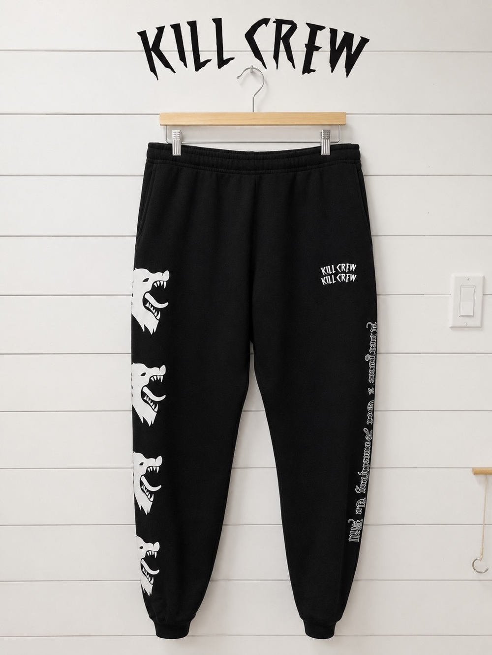 Kill Crew Heavyweight Lux “War Wolf” Sweatpants – Black – Size XL